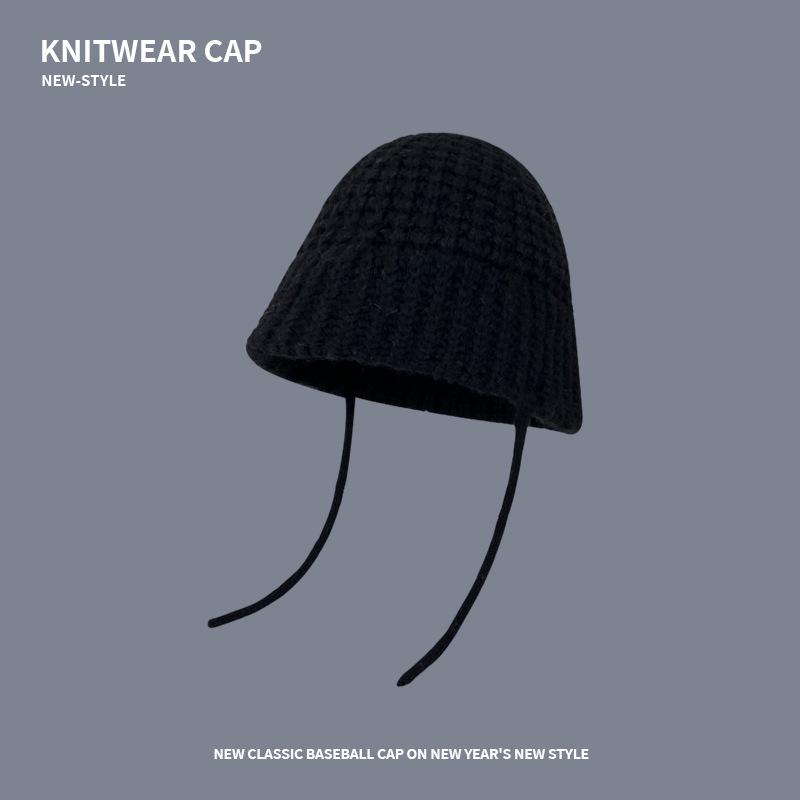 Maillard style autumn and winter versatile fisherman's hat children's warm ear protection wool knitted hat showing face small cold hat