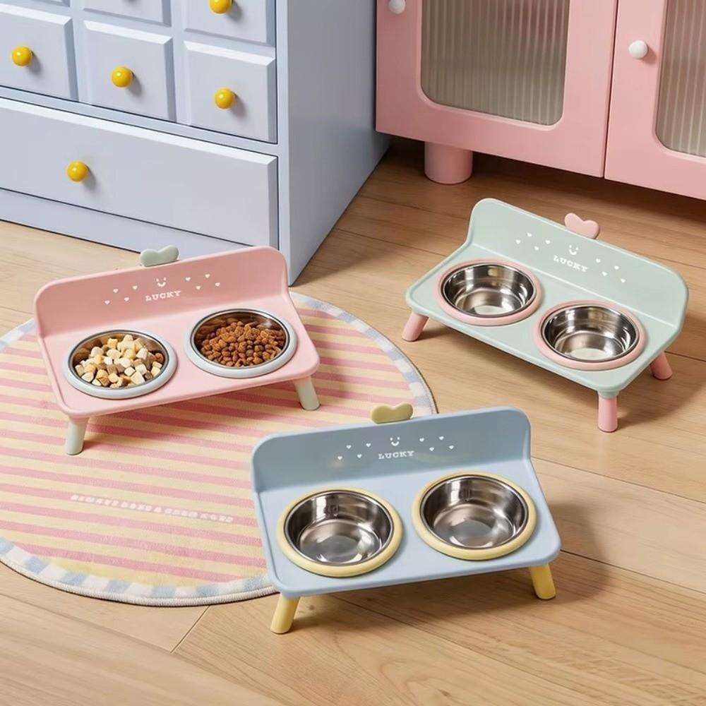 Stainless Steel Pet High-foot Bowl Anti-slip Cat Feeder Bowl Cute Dog Water Bowl for Puppy and Cat