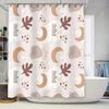 Modern Bathroom DecorStylish Abstract Print Shower Curtain In Soft Beige Palette with Moon Stars Design for Home Decoration Wa