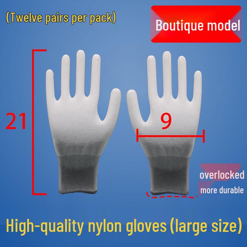 Ultra-Thin Nylon Breathable White Work Gloves - Skin-Friendly, Non-Slip, Elastic, Wear-Resistant.