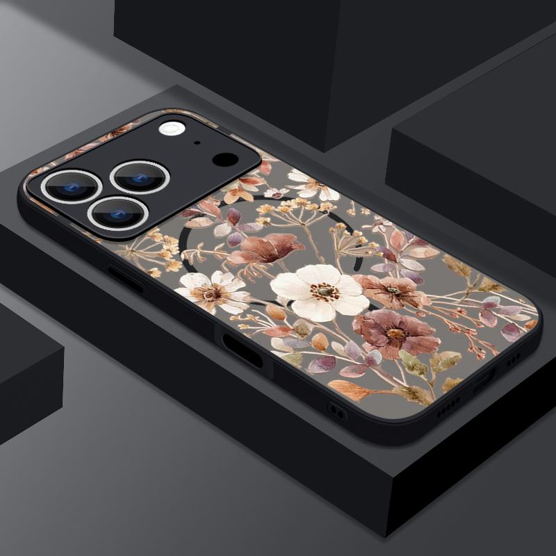 For iPhone 17 Pro Max Case Vintage Floral Pattern Magnetic For Magsafe Slim Matte Cover For iPhone 16 Pro Max 15 14 13 16E Air