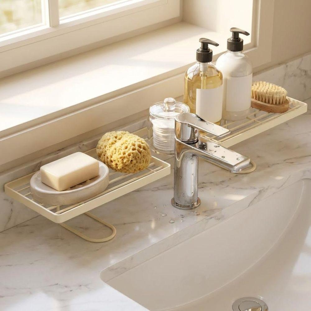 Water Drainage Bathroom Storage Rack Carbon Steel Sink Drying Rack Cosmetics Organizer  Bathroom