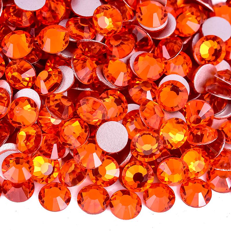 Ready Stock Orange-red Crystal Rhinestones 5A Quality Glass Diamond Bling Bling Rhinestone for Clothes Accessories