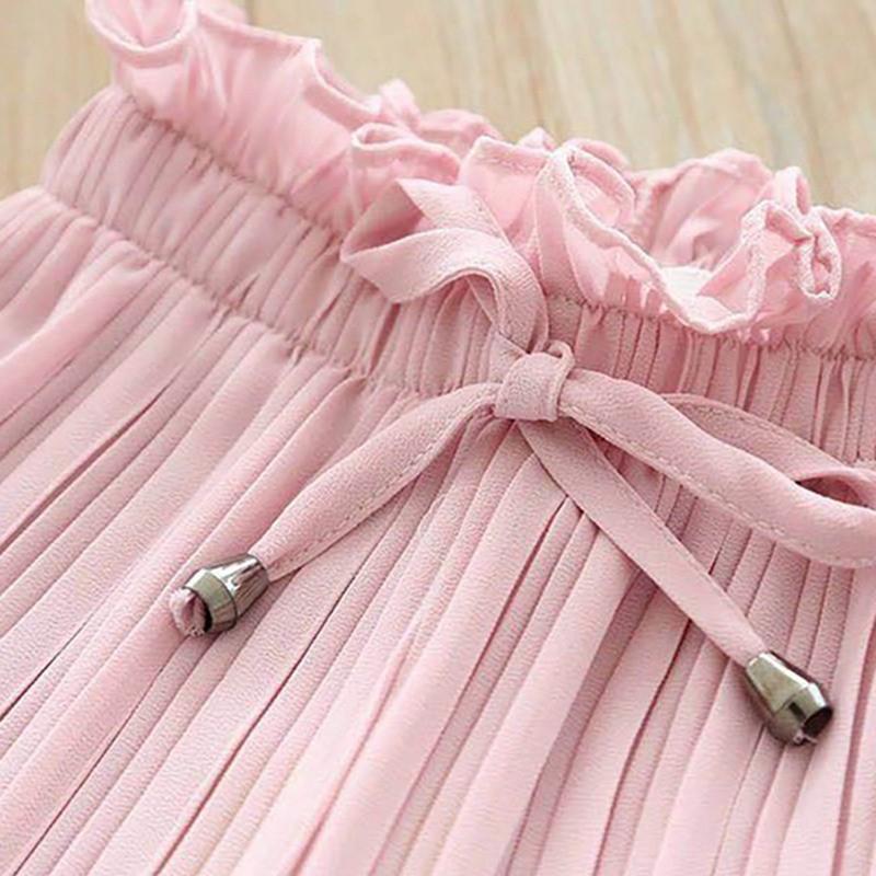 Mädchenhose mit weitem Bein und Spitzenbund, atmungsaktive Neun-Punkt-Hose für den Sommer, Freizeithose für Mädchen im Alter von 2–10 Jahren
