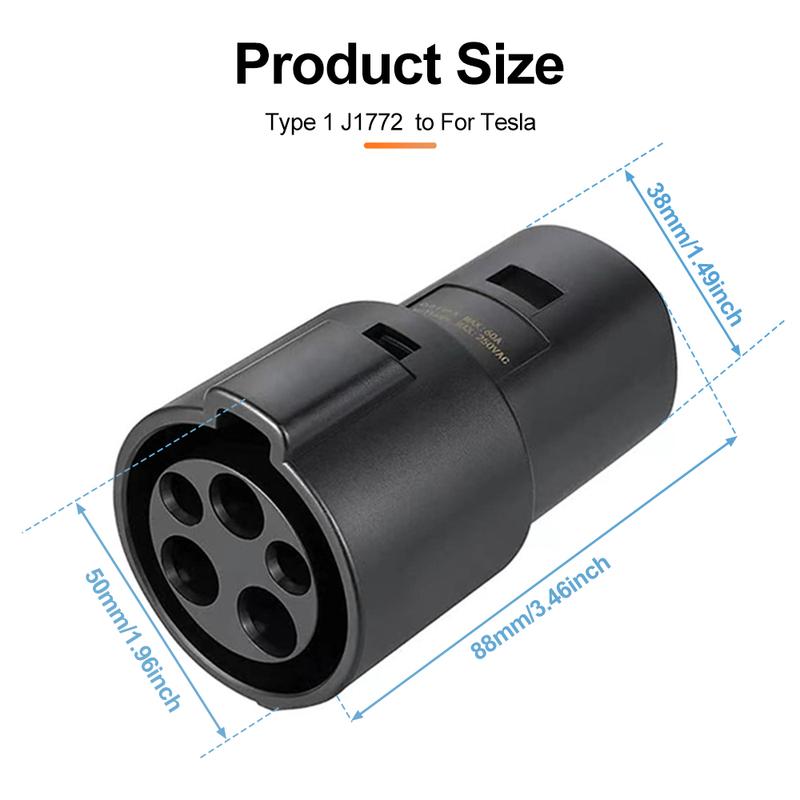 Car Charging Adapter Type1 J1772 To Tesla TS-NACS Socket For EV Electric Vehicle Model X Y 3 S Type 1 Charger 240V AC 80A IP54