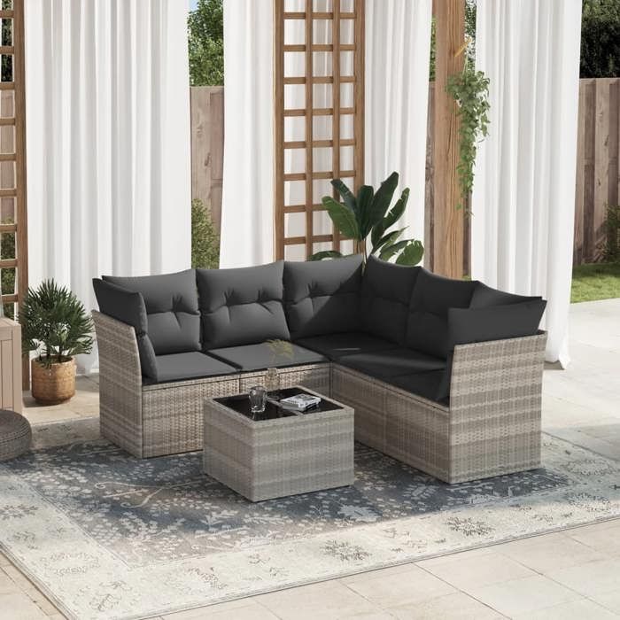 VidaXL Garden Lounge Set with Cushions 6 Pcs, Sofas with Adjustable Feet, Outdoor Furniture Set Patio Terrace, 3217632