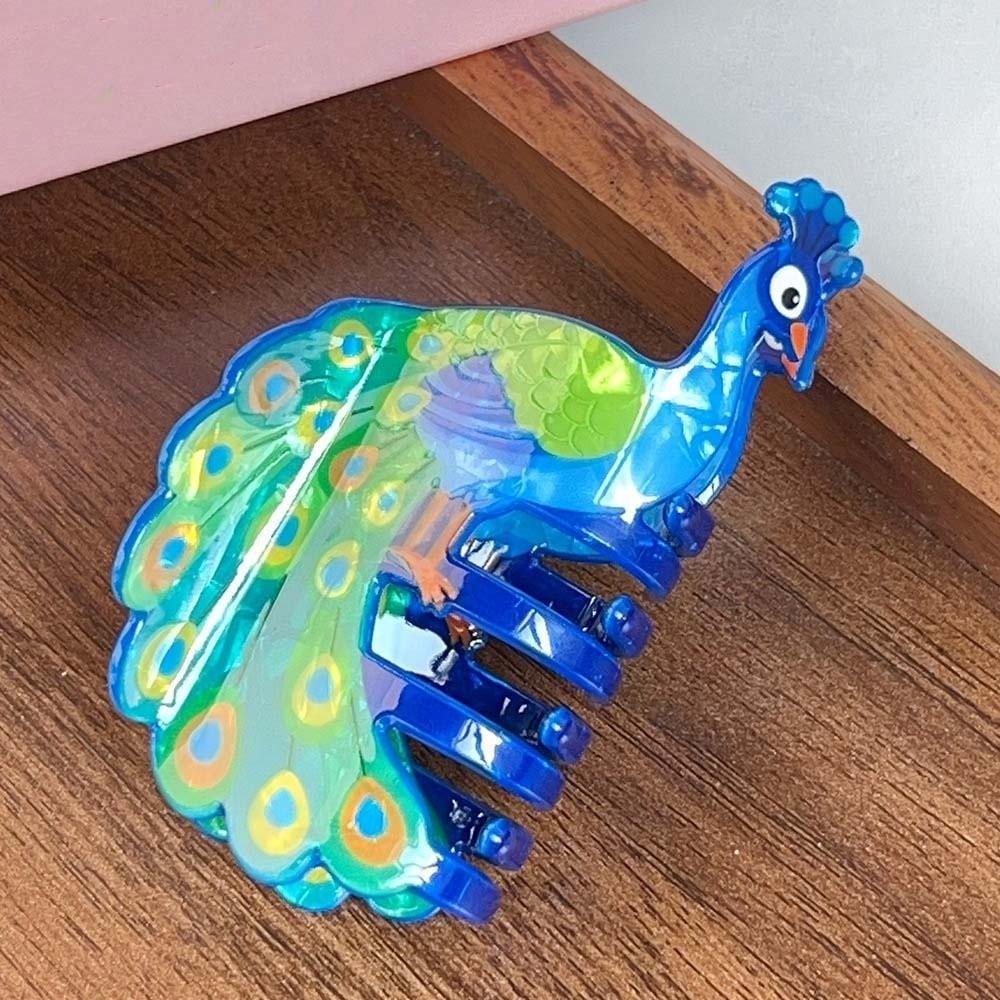 Peacock Cute Bear Hair Claw PVC Acrylic Hair Claw Cartoon Animal Shark Clip  Female