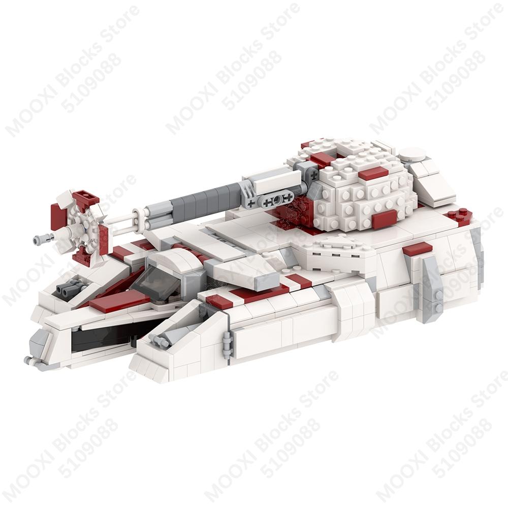 MOOXI Star Wars Mech Veicolo Cannone Carro Armato Armi Nave da Trasporto Soldati Modello Mattoncini Fai da Te Blocchi da Costruzione Assemblati Giocattolo per Bambini