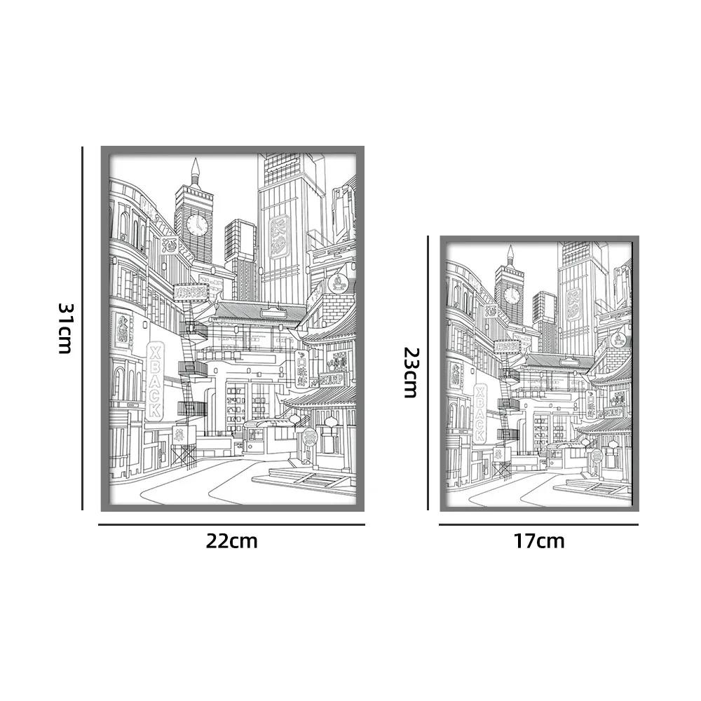 USB Dimming Romantic Home Anime LED Beautiful City Night View Light Painting Lamp HD Picture Narrow Bezel Home Decor Lighting