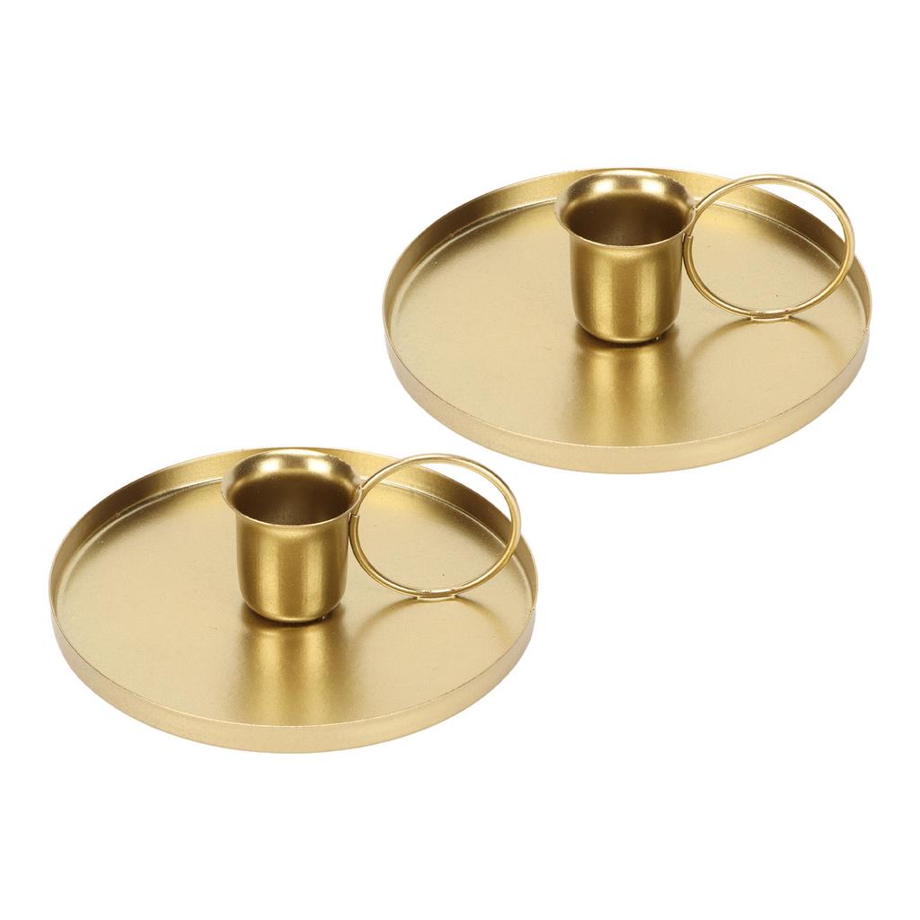 2 Stück Eisen Kerzenhalter Metall Zuhause Golden Schlicht Retro Elegant Tischplatte Aromatherapie Kerzenständer