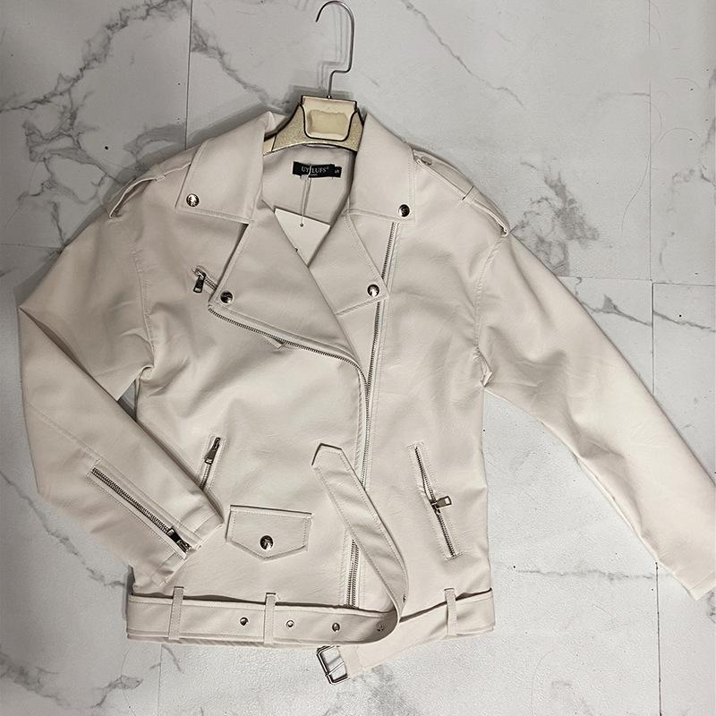 Spring ins street cool kožená bunda dámská volná oversize bunda velká velikost PU kožená temperamentní motorkářská bunda