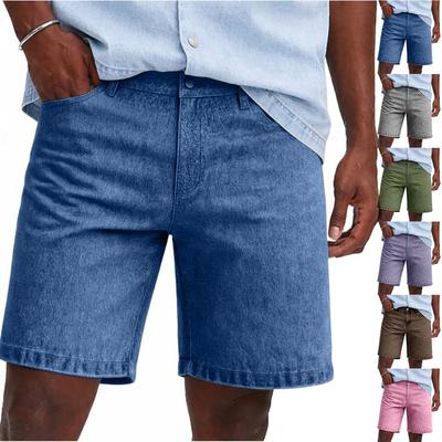 Shorts en jean délavé et usé, décontractés et tendance, pour hommes - Coupe ample et droite
