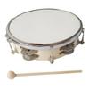 10 Inch Tambourine Handbell Hand Drum with Double Row Jingles Percussion Instrument for Children