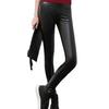 Women Leggings High Waist Slim Fit Hip Lift Pants Warm Velvet Lined Leggings Windproof Rainproof Faux Leather Pants