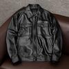 Mens Genuine Leather Jacket Short Style Faux Fur Lined Real Cowhide Biker Coat Winter Warm Plus Size