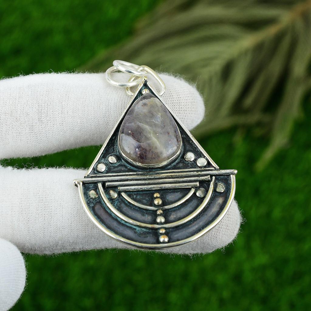 Natural Iolite Sunstone Gemstone Jewelry 925 Sterling Silver Pendant For Girls