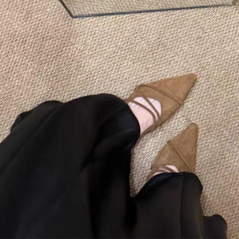 Retro Flat Ballet Dance Single Shoes Slip-On Low Heel Women's Footwear New Edition Breathable French Pointed Toe Casual Shoes