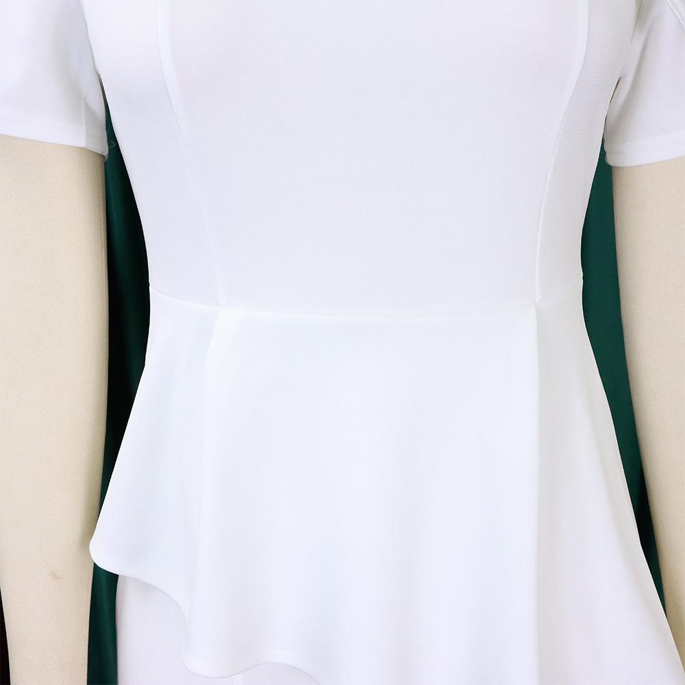 JKASHDK Moda dama vara primavara marimi mari cu imprimeu culoare solida maneca scurta talie inalta rochii casual