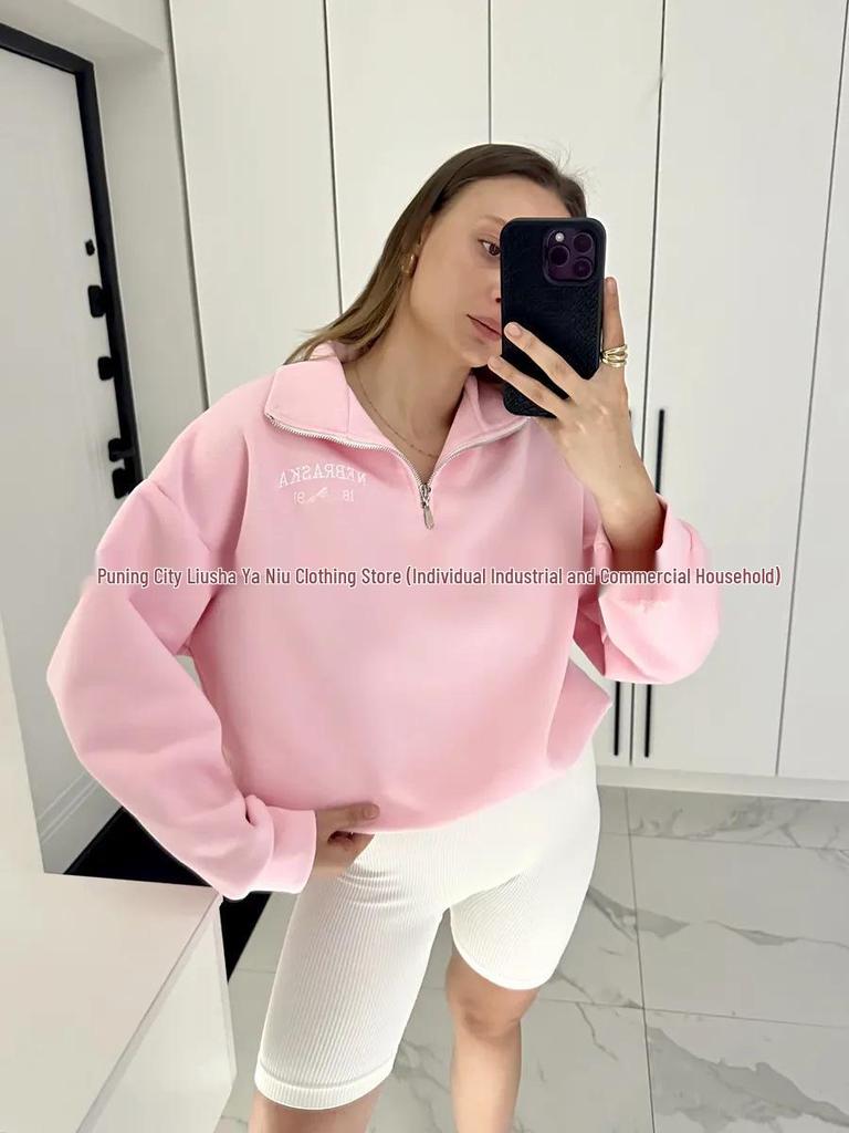 American Retro Letter Print Hip Hop Outerwear for Women - Autumn/Winter Collection
