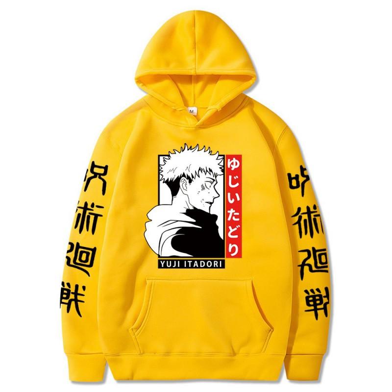 Anime Jujutsu Kaisen Hooded Sweatshirt Men Women Cotton-Lined Oversized Pullover With Printed Design