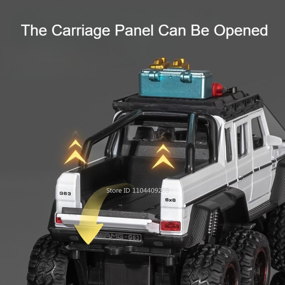 1:24 G63 6X6 Car NOMADISM Toy Mdoel Doors Opened Alloy Diecast Pull Back Sound Light Simulation Models Vehicle Toys Kid Gifts