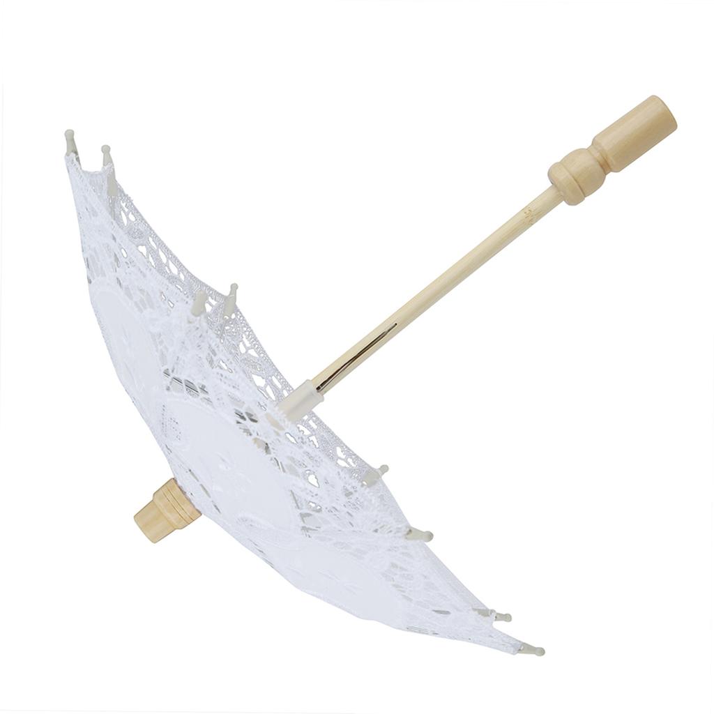 Braut Regenschirm Spitze Baumwolle Stickerei handgemachte Sonnenschirm Regenschirm Hochzeit Versorgung(Weiß )