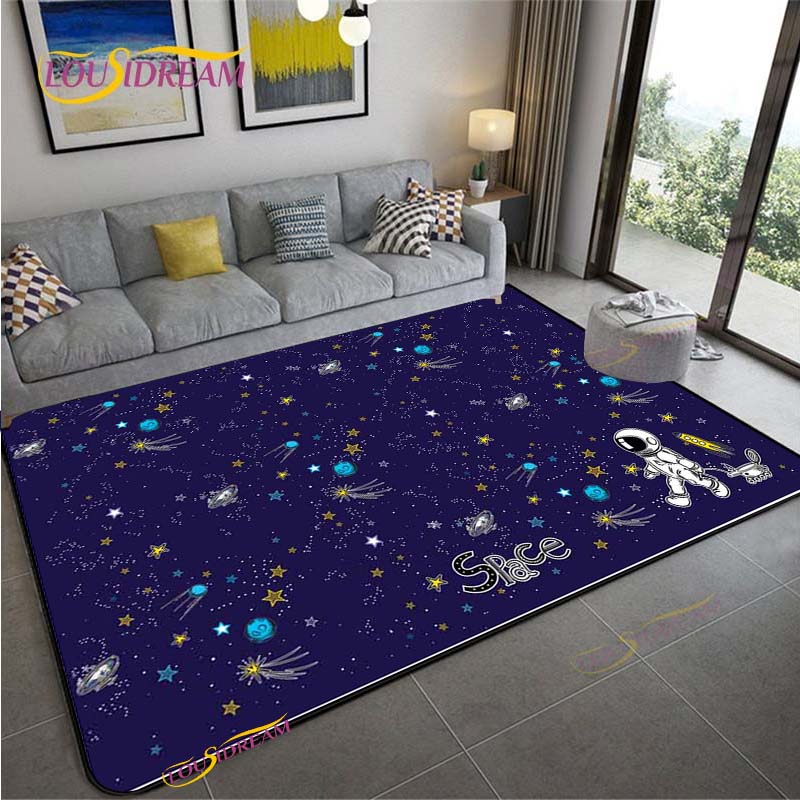 Cartoon Space Universe Planet Carpet for Living Room Bedroom Sofa Area Rug Kitchen Door Un-slip Floor Mat Alfombra Birthday gift