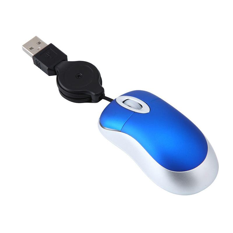 Mini USB Mouse with 4-70cm Extension Cords Optical Mice 1000dpi 3 Buttons for PC Computer Laptop Portable Stretchable USB Mouse