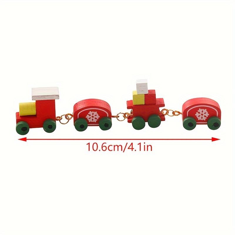 Mini Wooden Xmas Train Set for Dollhouse Pretend Play Adorable Vintage Style Train Toy with Snow Print for Christmas Decor