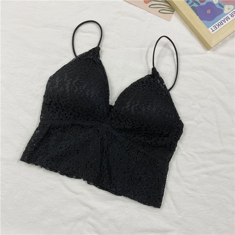 French Lace Beautiful Back Underwear Anti-slip Wire-free Bandeau Slim Fit Short Vest