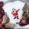 Women's Crew Neck Short Sleeve Graphic Print Christmas T-Shirts Loose Fit Casual Tees