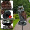 Owl Scare Bird Control Devices 360° Rotating Head Waterproof Eye Flash Garden Decorations Sculptures and Statuettes