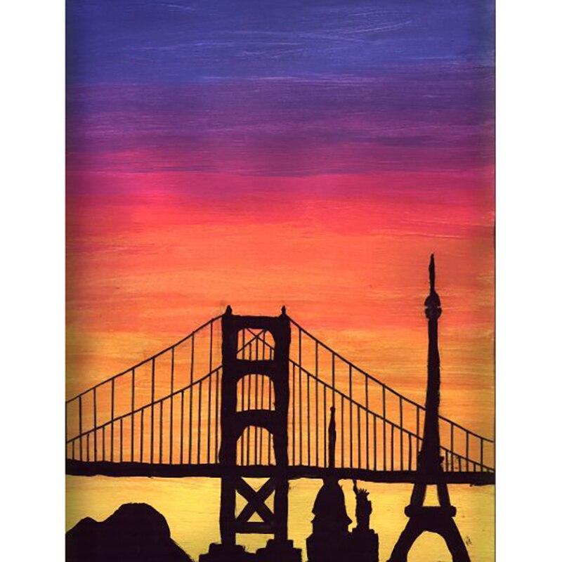 

DIY 5D алмазная живопись закат мост Алмазная вышивка пейзаж вышивка крестиком пейзаж полная круглая дрель домашний декор подарок Full Round 15x20CM