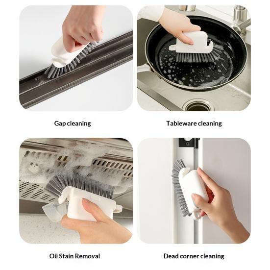Window Track Cleaning Brush with Non-Slip Grip Sliding Door Window Sill Cleaning Scrubber 3 in 1 Groove Crevice Scrub Cleaning Tool