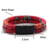 Bohemia Double Layer Rope Bracelet Men Women Handmade Weaven Ethnic Fabric Magnetic Buckle Bangles Stylish Couple Leisure Joias