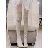 Koreanische Stil High Heels Stiefel mit hohen Absätzen und elastischem Schlankheitseffekt, die lange Stiefel über dem Knie zur Schau stellen