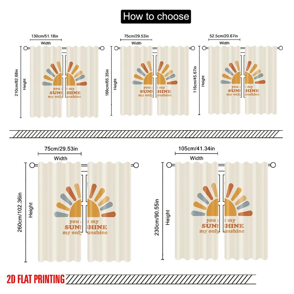 2pcs 2D flat printing Party Window Curtains Sunshine My Only Sunshine 100% Polyester Without Electricity Festive Wall Decor for
