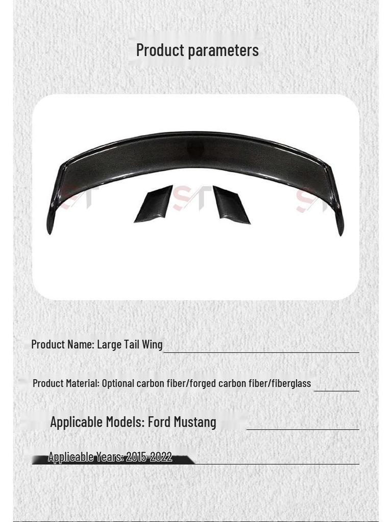 Ford Mustang Carbon Fiber Rear Spoiler Diffuser Stabilizer Trim