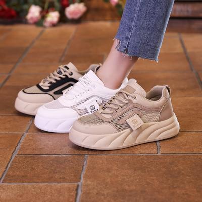 Thick Baseplate Shoes Women's 2025 New Trend Summer Mesh Breathable Student Sports Shoes Casual Little White Shoes Women's Shoes