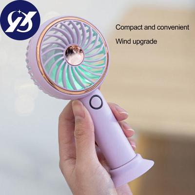 SPortable Mini Fan 3 Speed Adjustable Colorful LED Light Rechargeable Mute Handheld Desktop Cooling Fan Summer Home Outdoor Travel Supplies
