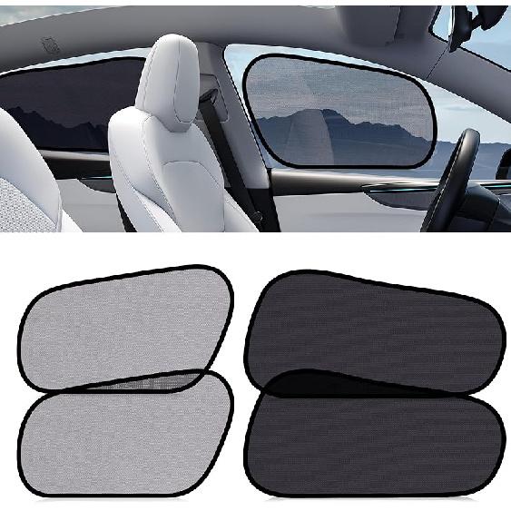 XCBYT Tesla Model Y Car Window Shades For Baby | 4 PCS Cling Side Window Sun Shade For Sun Blocker, Heat Ulation | Semi-Transparent Car Privacy JDT-Model Y-4 side window