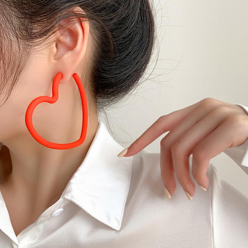 Fashion Geometric Personality Neon Acrylic Big Star Hoop Earring For Women Hollow Heart Earring Jewelry