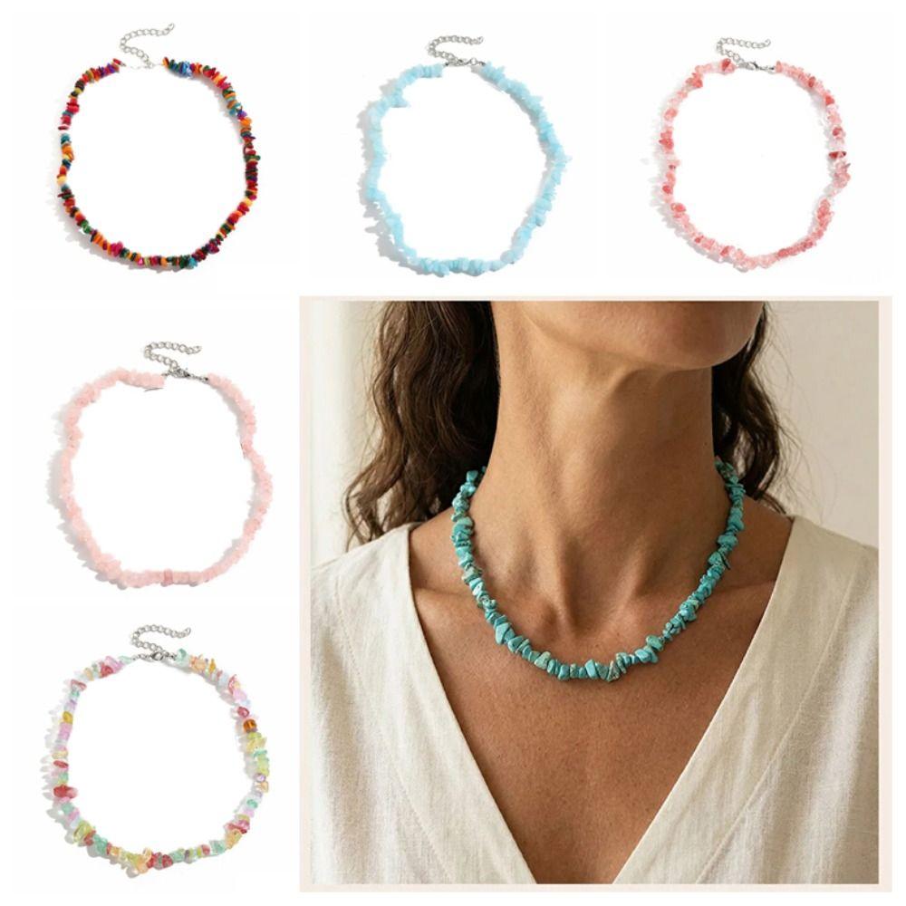 Beaded Turquoises Crystal Choker Irregular Irregular Choker Necklace Crystal Beaded Necklace Gift