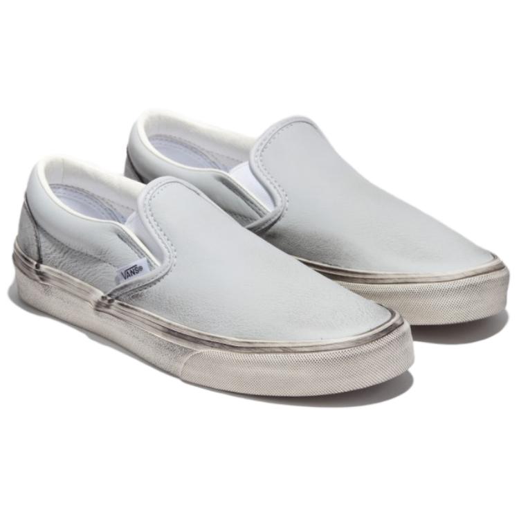 Vans Slip-On Casual Low-Top Skate Shoes Women sneaker Light-Blue White VN000BVZYP2