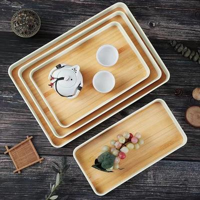 Japanese Style Imitation Wood Grain Tray Rectangular Tea Cup Plate Modern Gongfu Tea Tray  Bread