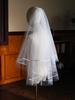 V853 European & American Satin Edge Double Layer Bridal Veil: Super Fairy White, Puffy Wedding, Travel Photoshoot Headwear
