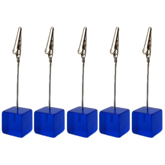 

5 Pcs Cube Base Photo Memo Clip Name Card Holders Wedding Table Display Stands синий