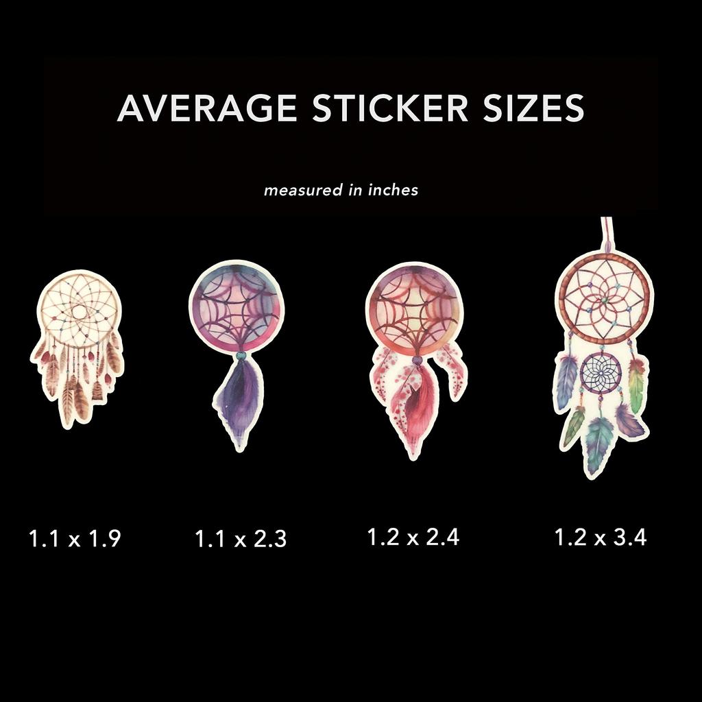 Navy Peony Dreamcatcher Waterproof Sticker Set and Stickers for Water and Journals (23 Stickers) - Cute, Water-Resistant, Long-Lasting Bottles,