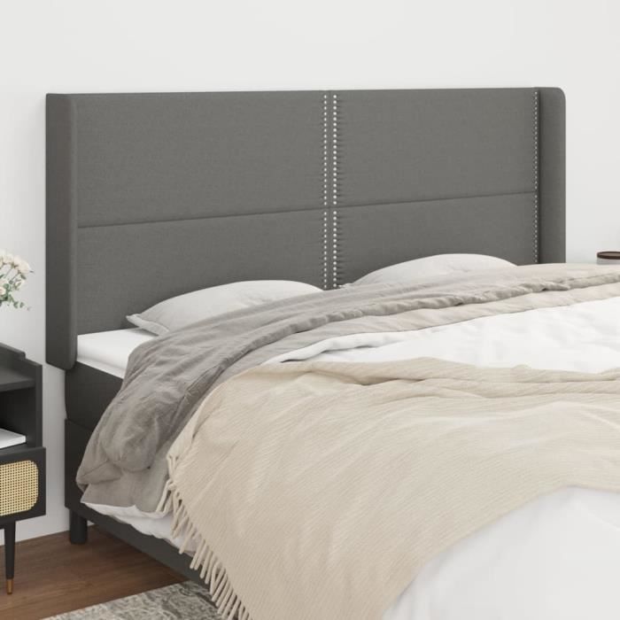 VidaXL Headboard with Ears Dark Grey 183x16x118-128 Cm Fabric3119455