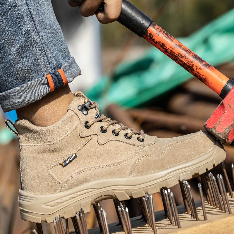 Outdoors Men Safety Shoes Construction Work Boots Safety Steel Toe Shoes Men Puncture-Proof Protective Shoes Welder Boots Men